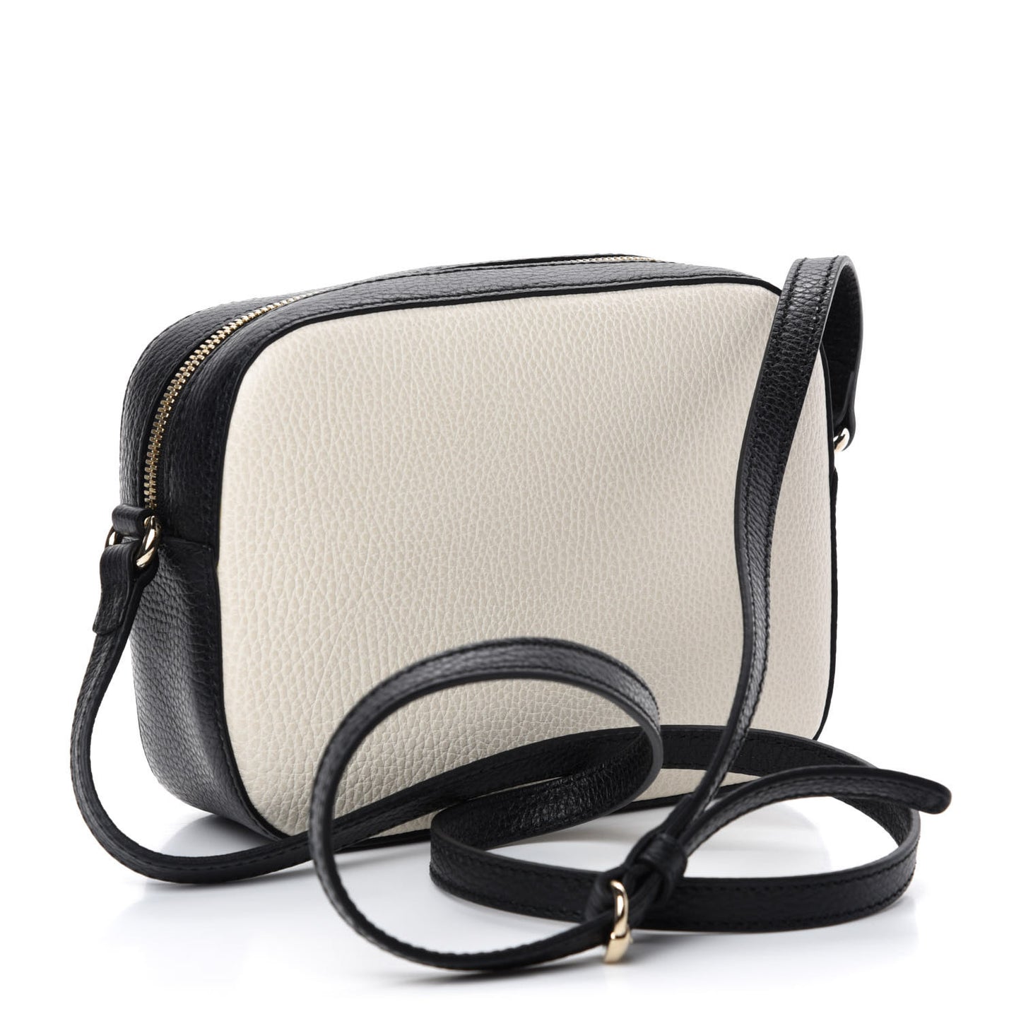 Dollar Calfskin Bi-Color Small Soho Disco Bag Mystic White Black