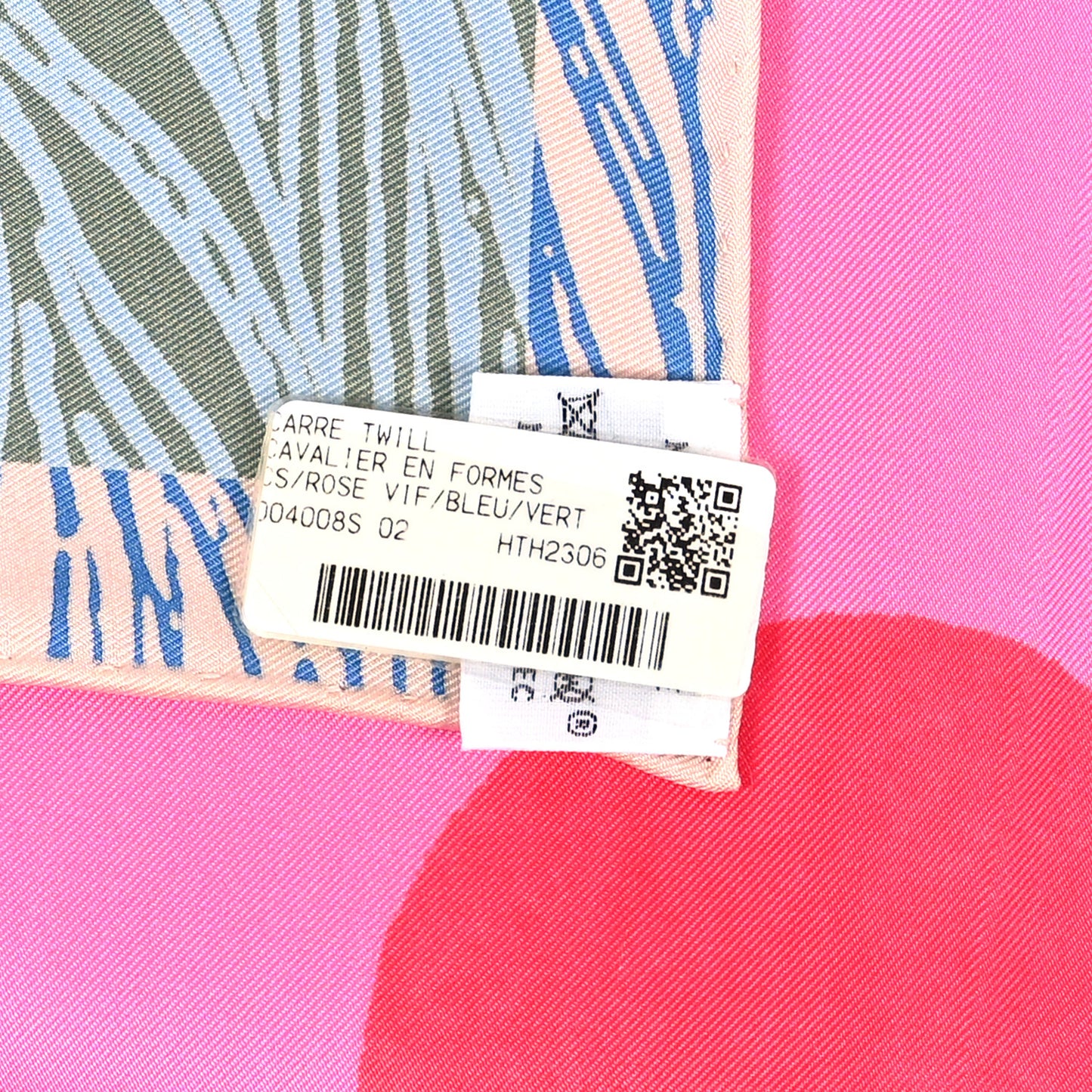 Silk Cavalier En Formes Scarf 90 Rose Vif Bleu Vert