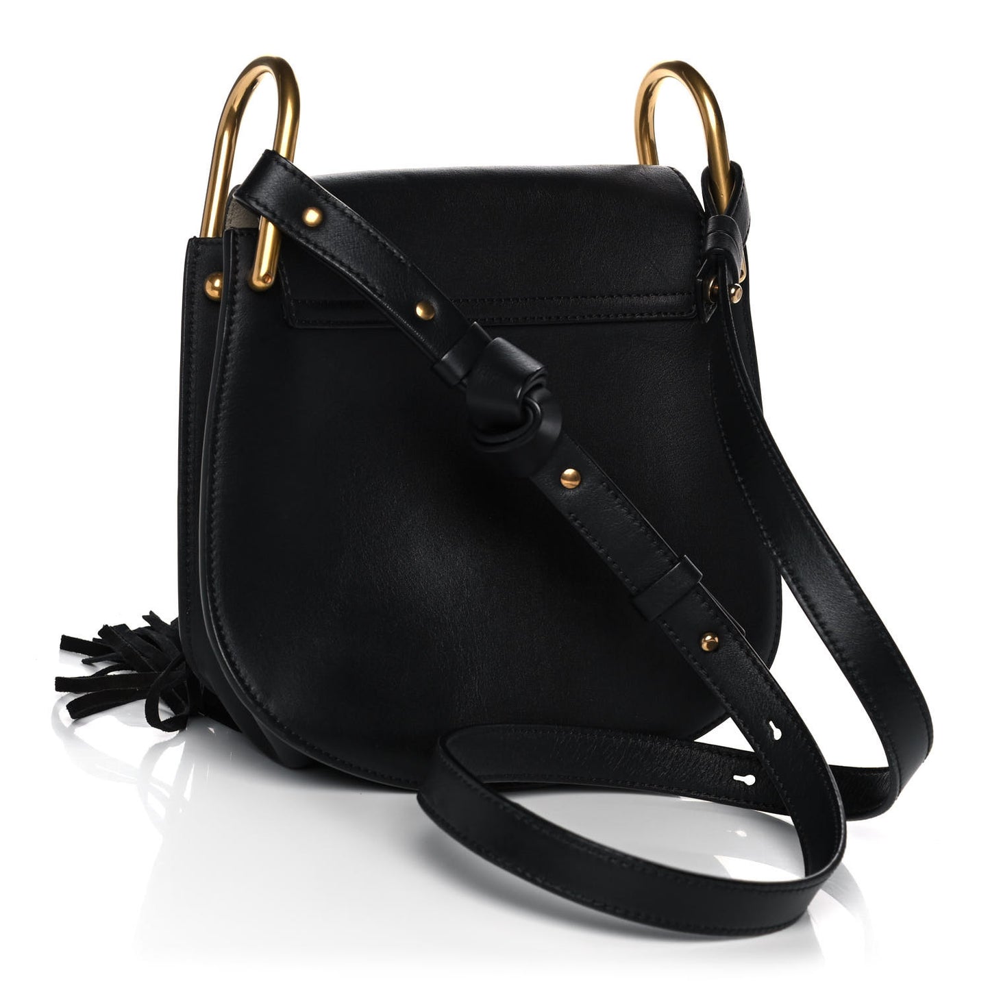 Calfskin Small Hudson Fringe Shoulder Bag Black