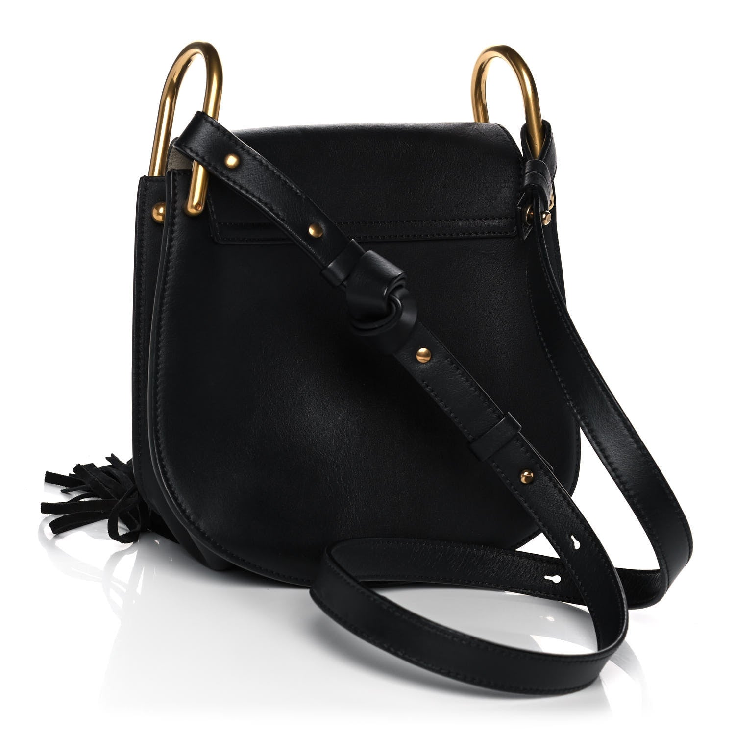 Chloe Calfskin Small Hudson Fringe Shoulder Bag Black 2 of 10