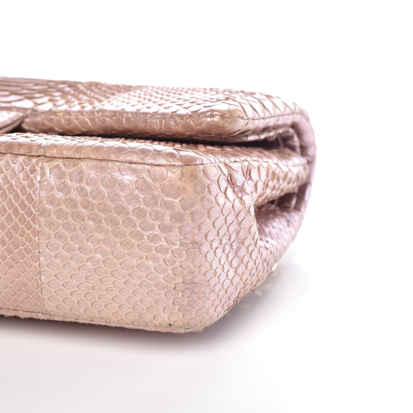 Metallic Python Medium Double Flap Pink