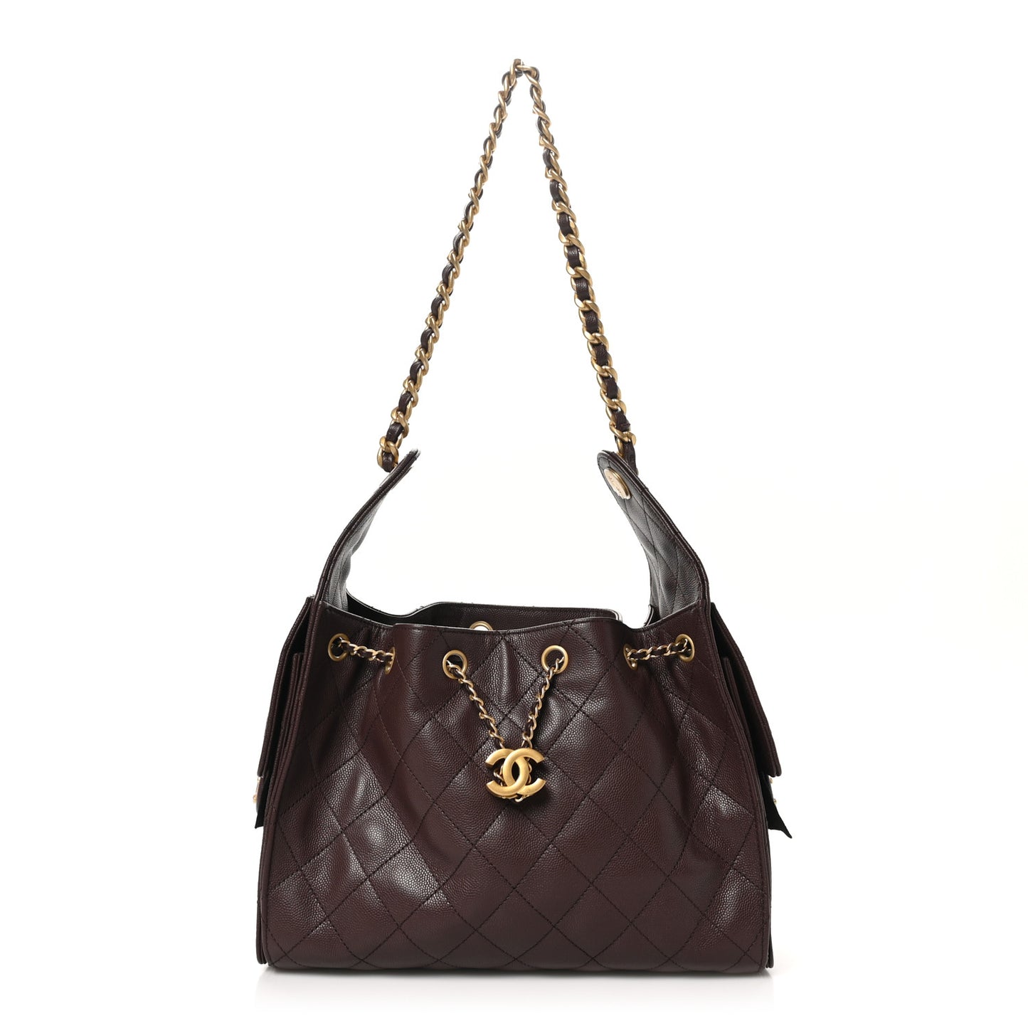 Caviar Quilted Small Chanel 25 Handbag Dark Brown