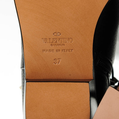 Valentino Garavani Grained Calfskin Rockstud Single Buckle 35mm Cowboy Ankle Boots 37 Black 6 of 8