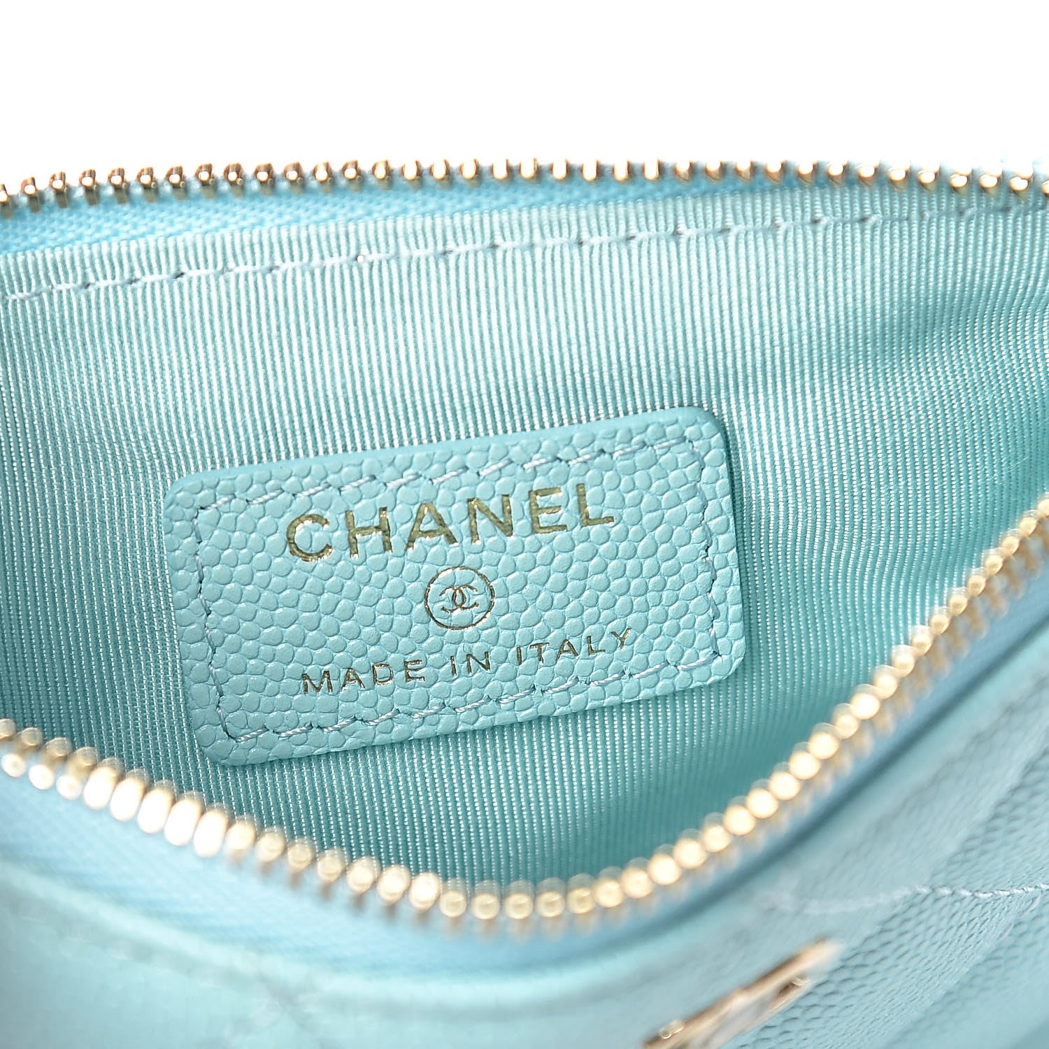 Chanel Caviar Quilted Small Cosmetic Case Light Blue 6 of 7