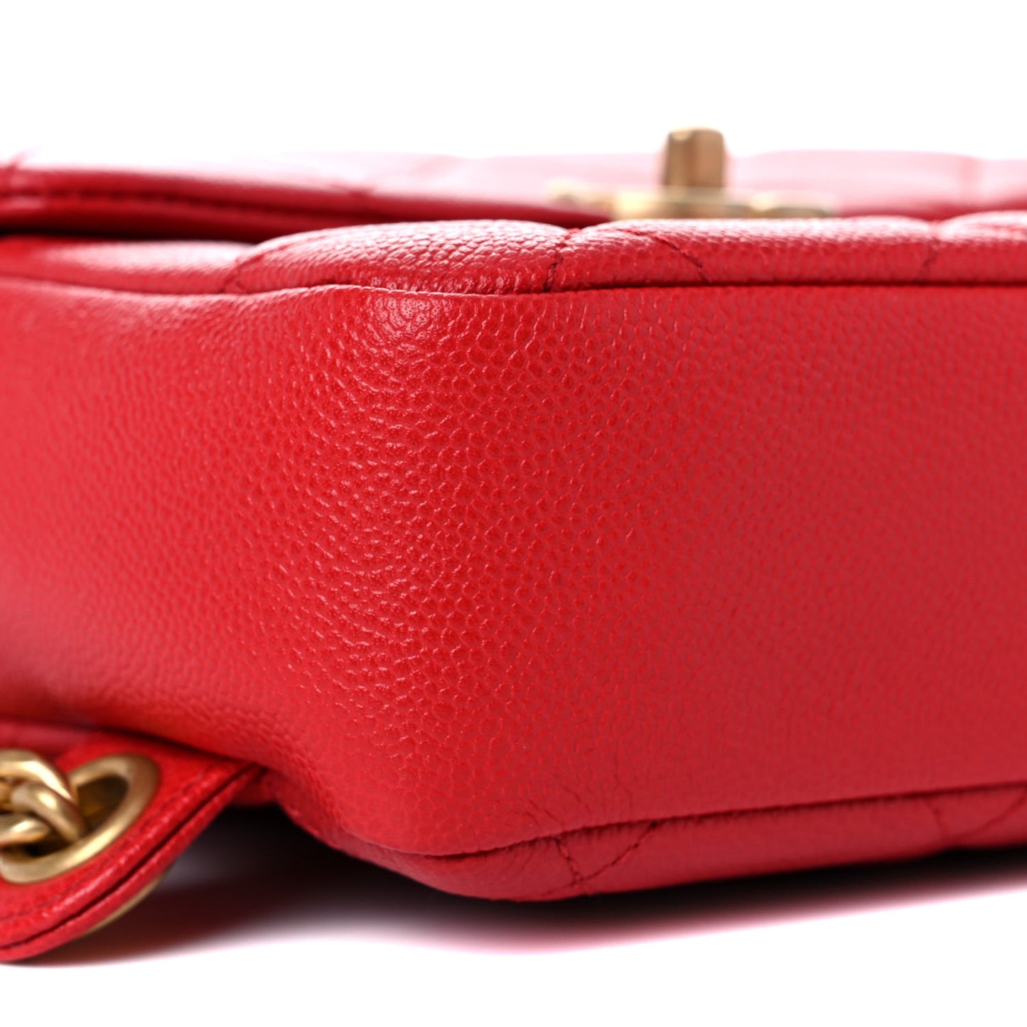 Shiny Caviar Quilted Chain Melody Backpack Red