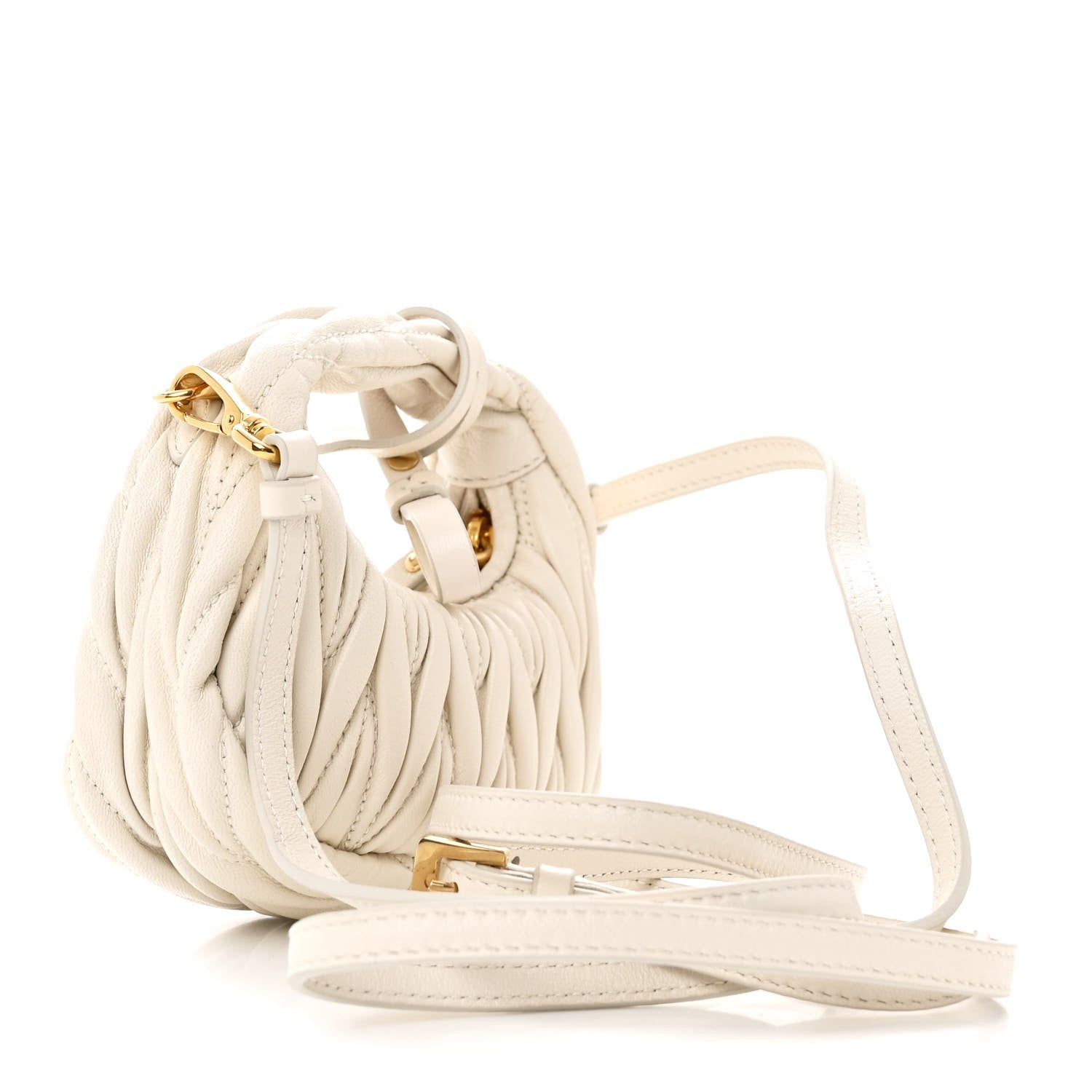 Miu Miu Nappa Matelasse Micro Wander Hobo White 3 of 11