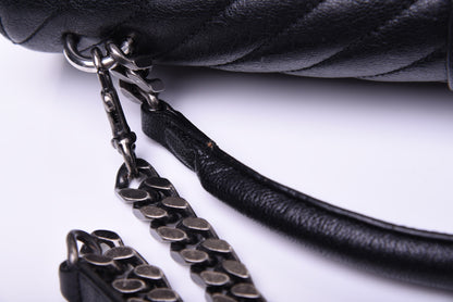 Saint Laurent Sheepskin Matelasse Chevron Monogram Large College Satchel Black 30 of 31