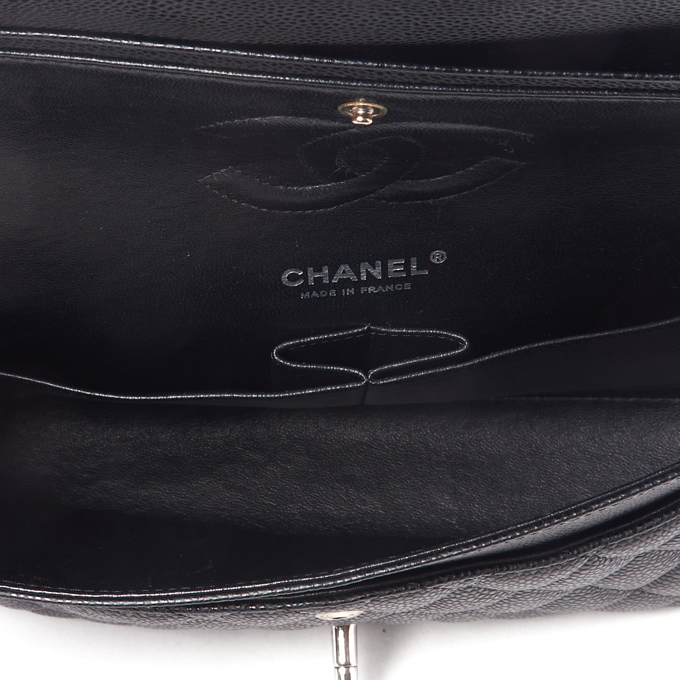 Caviar Quilted Medium Double Flap Black