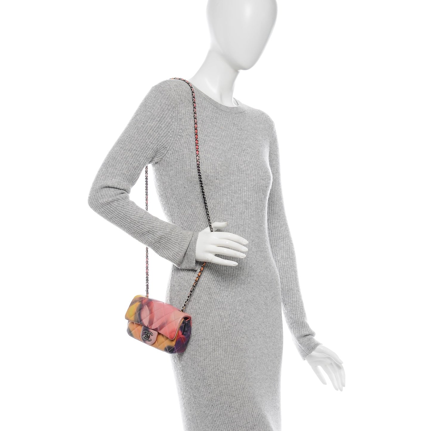 Lambskin Quilted Extra Mini Flower Power Flap Multicolor