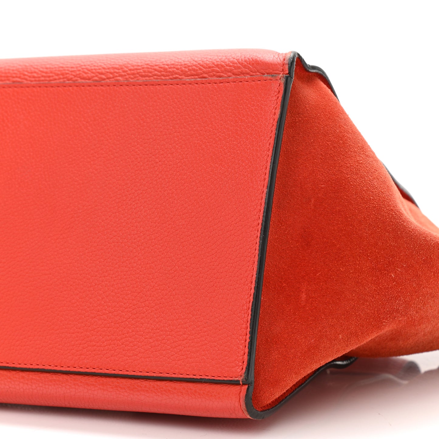 Drummed Calfskin Suede Medium Trapeze Coquelicot