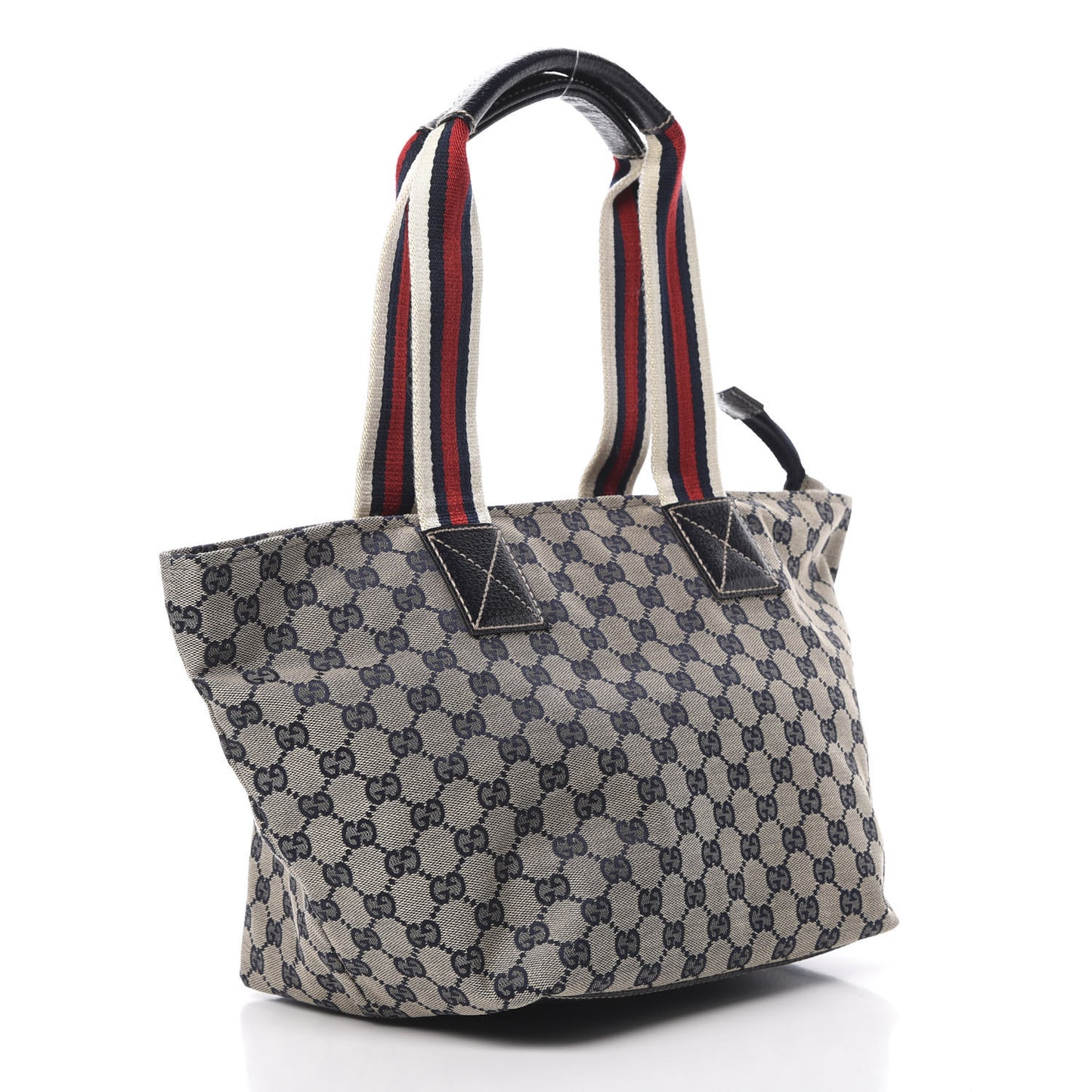 GG Monogram Medium Web Handle Bucket Tote Navy Blue