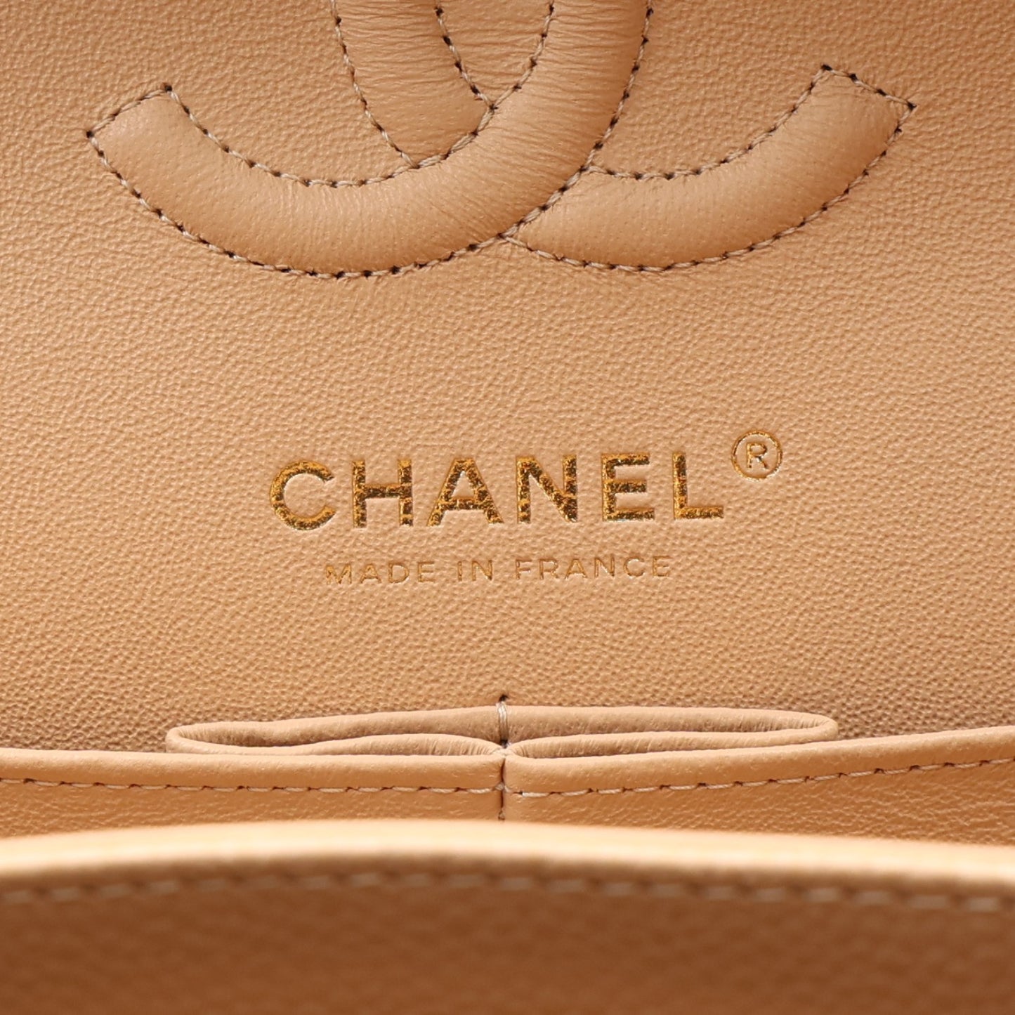 Caviar Quilted Small Double Flap Beige