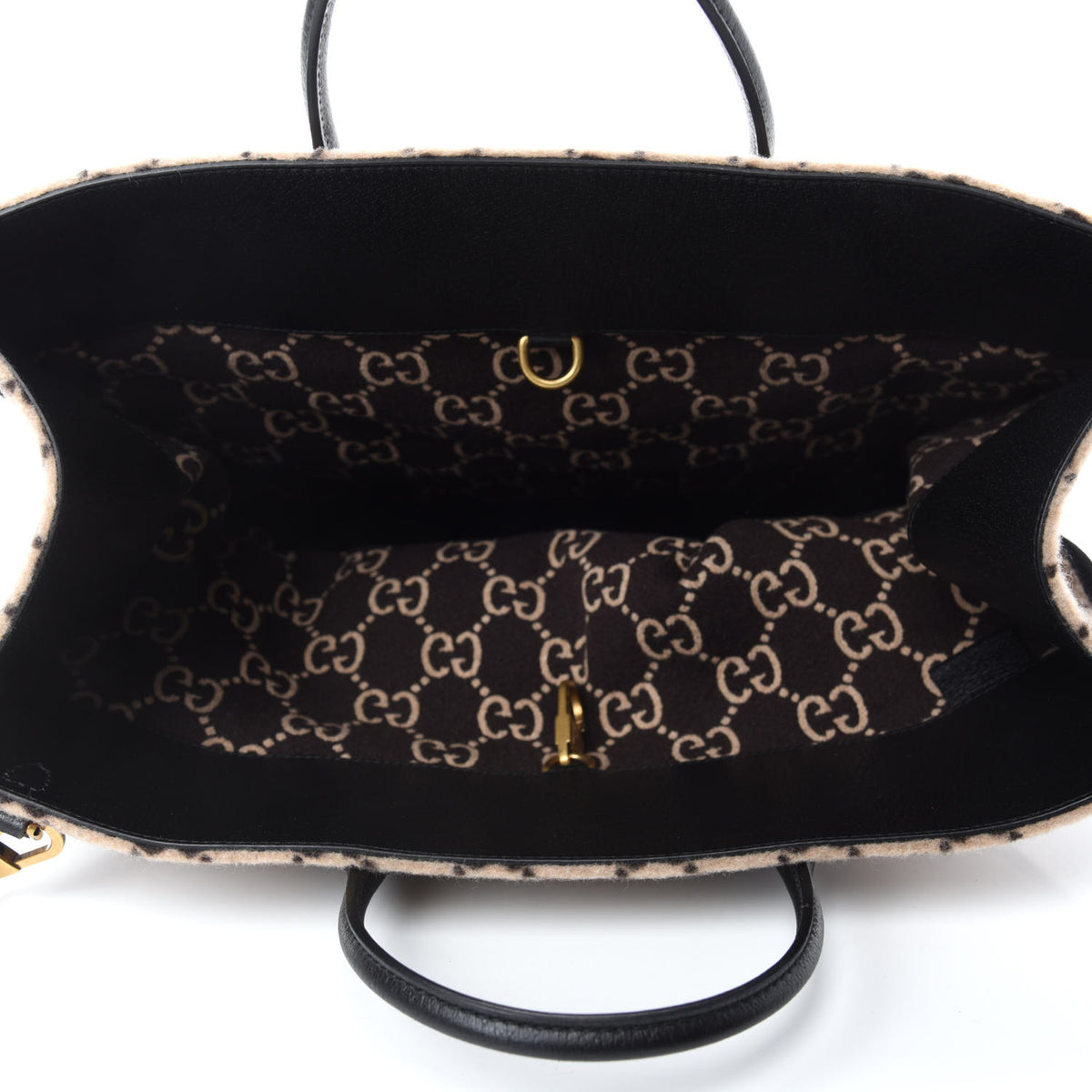 Gucci Covered Wool GG Monogram Large Tote Bag Beige Ebony 5 of 10