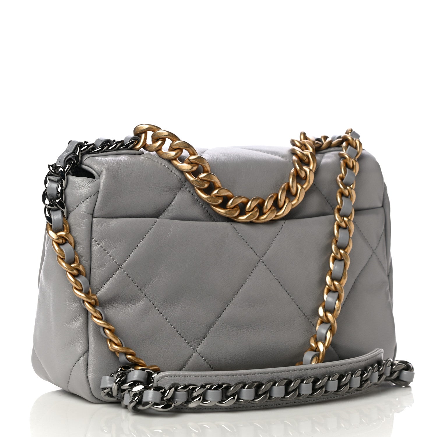 Chanel Goatskin Quilted Medium Chanel 19 Flap Grey 3 of 12