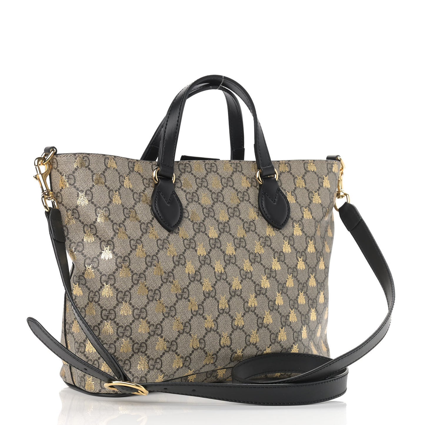 Soft GG Supreme Monogram Bees Small Crossbody Tote Beige Oro Black