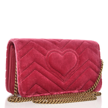 Gucci Velvet Matelasse Love Embroidered GG Marmont Mini Bag Light Raspberry Rose 3 of 7
