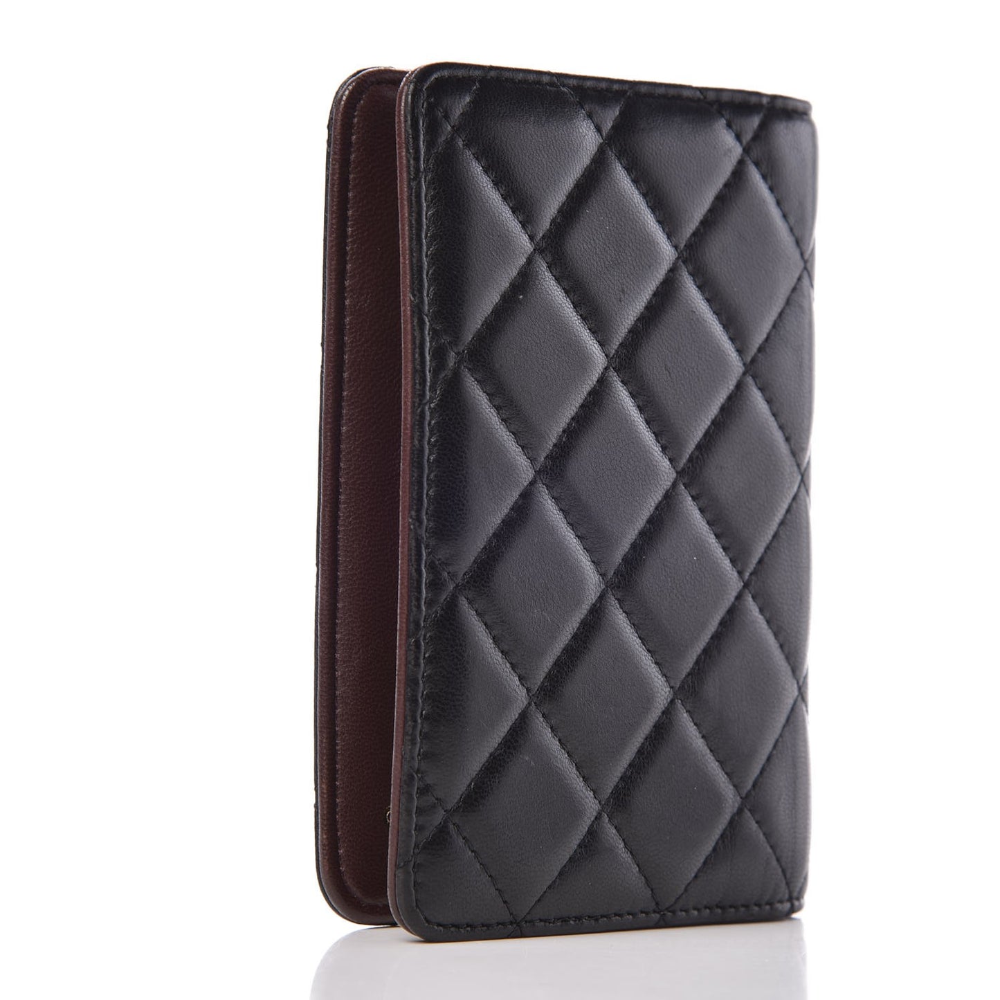 Lambskin Quilted Passport Holder Black