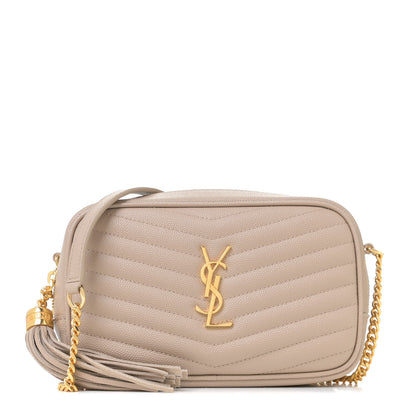 Saint Laurent Grain De Poudre Matelasse Monogram Mini Lou Camera Bag Dark Beige 1 of 10