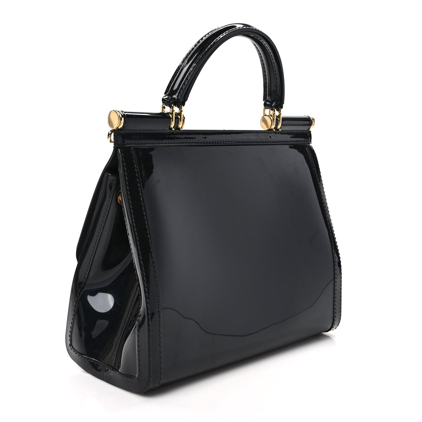 Patent Medium Miss Sicily Satchel Black