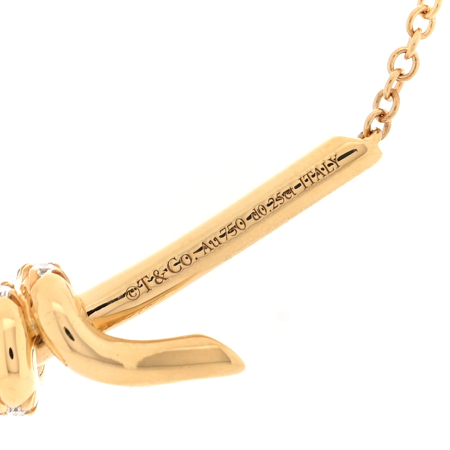 Tiffany 18K Yellow Gold Diamond Knot Necklace 5 of 6