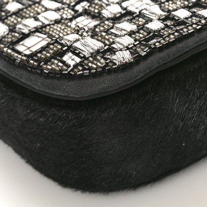 Christian Dior Embellished Pony Hair Maris Pearl Shoulder Bag Black Silver 7 of 8