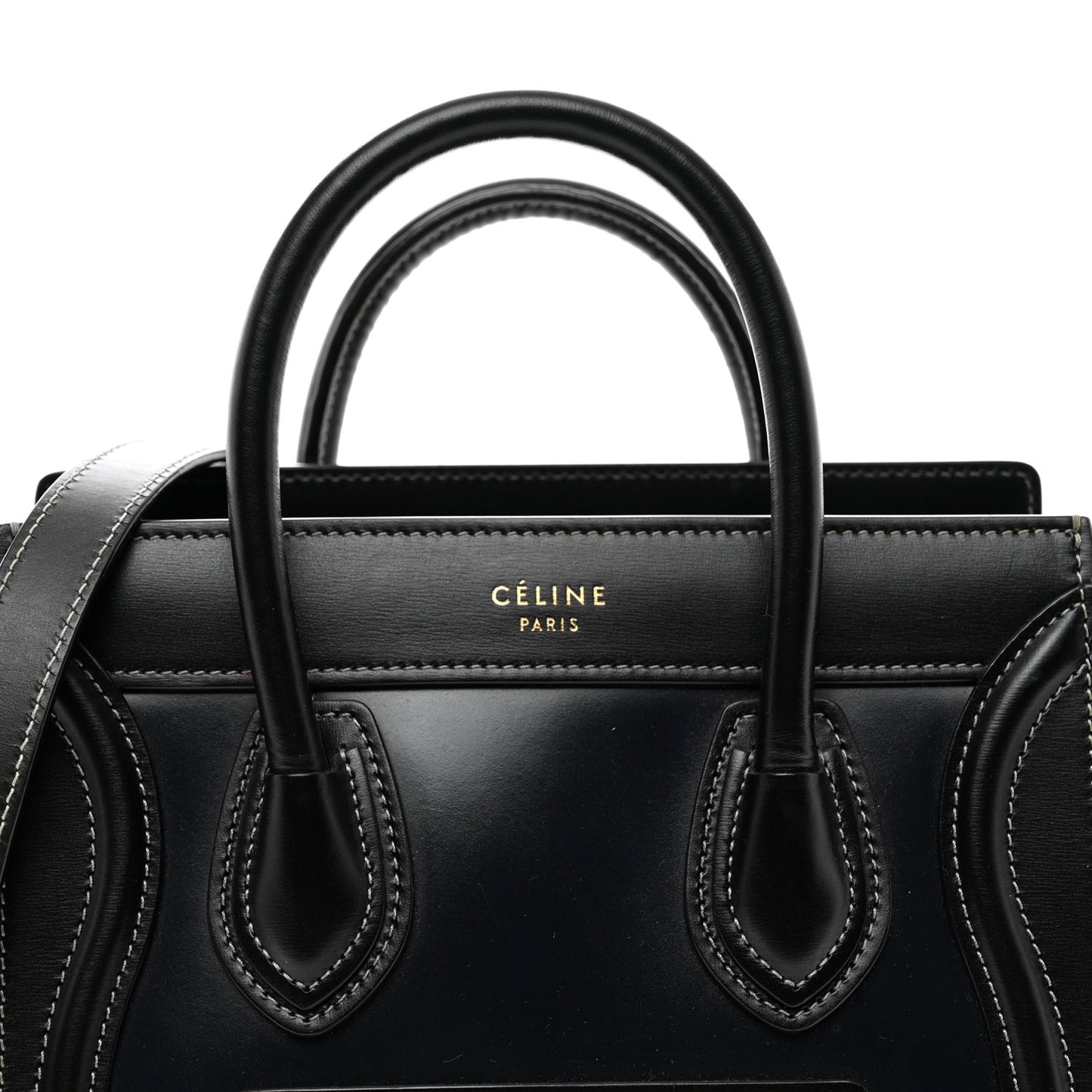 Glazed Calfskin Nano Bi-Color Luggage Black Taupe