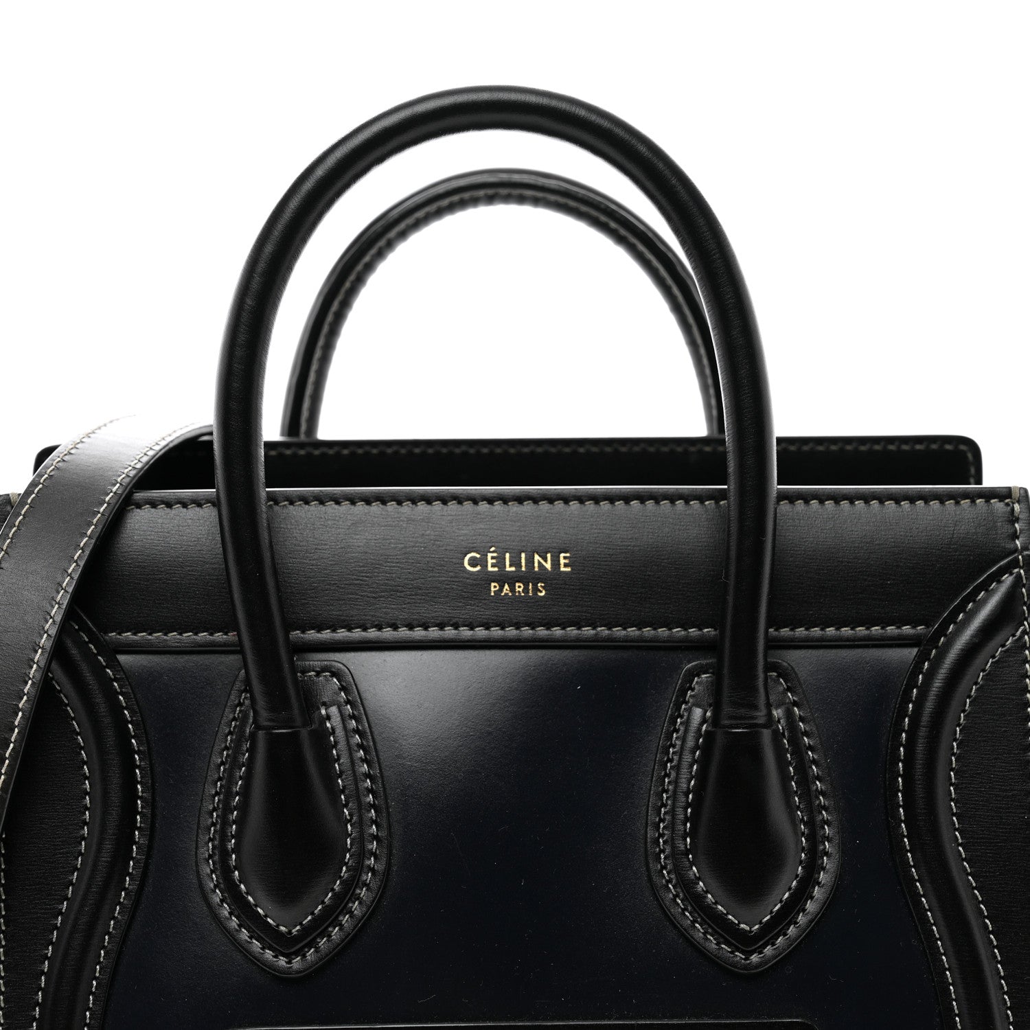 Celine Glazed Calfskin Nano Bi-Color Luggage Black Taupe 5 of 10