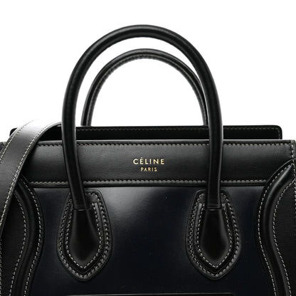 Celine Glazed Calfskin Nano Bi-Color Luggage Black Taupe 5 of 10