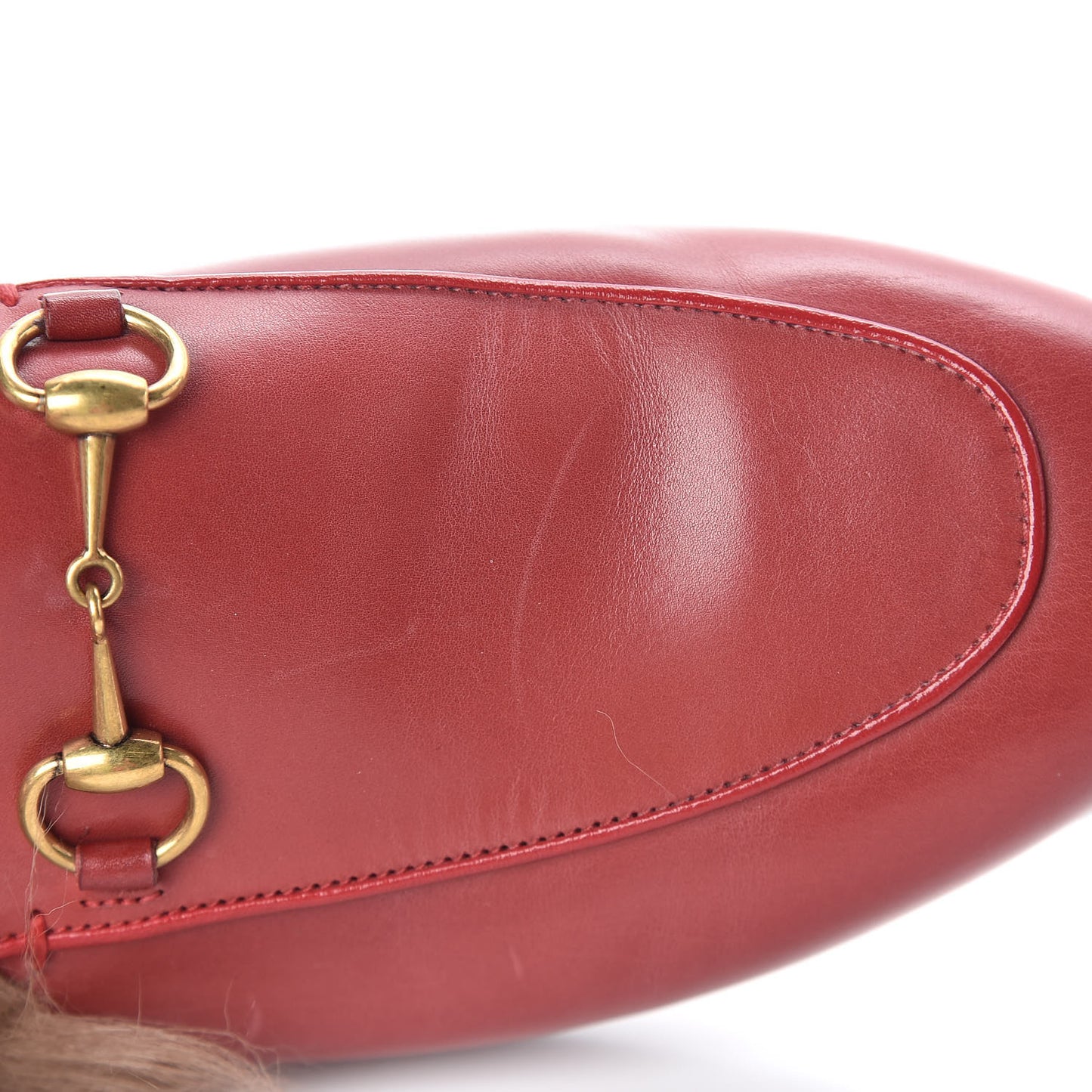 Betis Glamour Calfskin Fur Womens Princetown Slippers 39.5 Hibiscus Red Naturale
