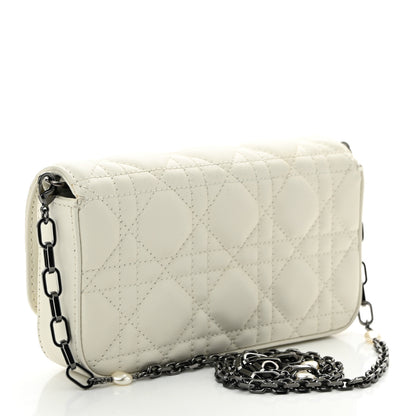 Christian Dior Calfskin Cannage Lady Dior Phone Pouch Latte 2 of 13
