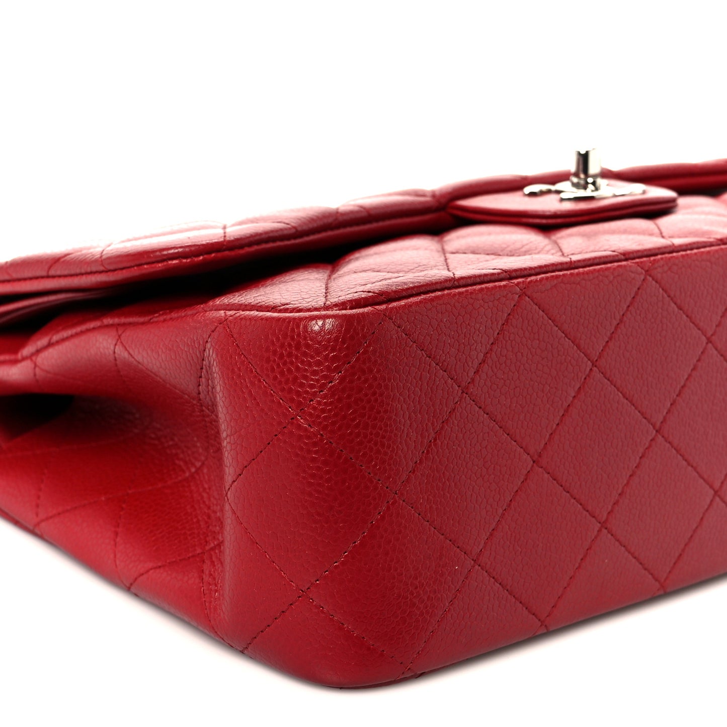 Caviar Quilted Jumbo Double Flap Red
