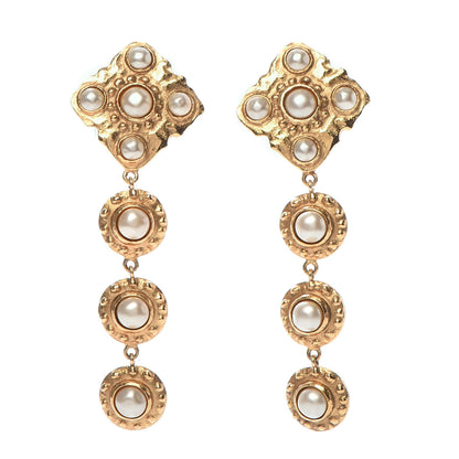 Chanel Pearl CC Drop Clip On Earrings Gold 1 of 5