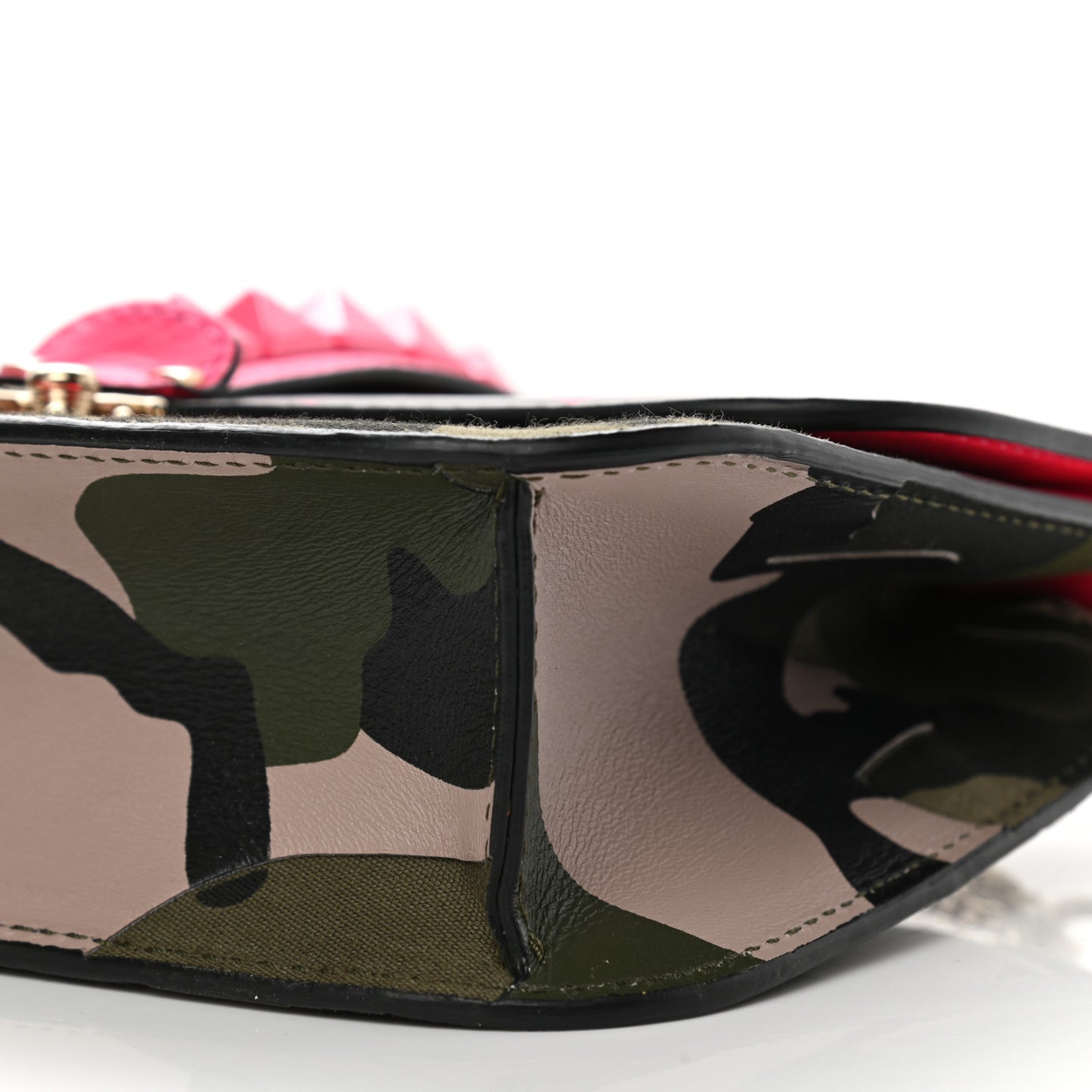 Nappa Canvas Camouflage Medium Glam Lock Rockstud Flap Fuxia Fluo