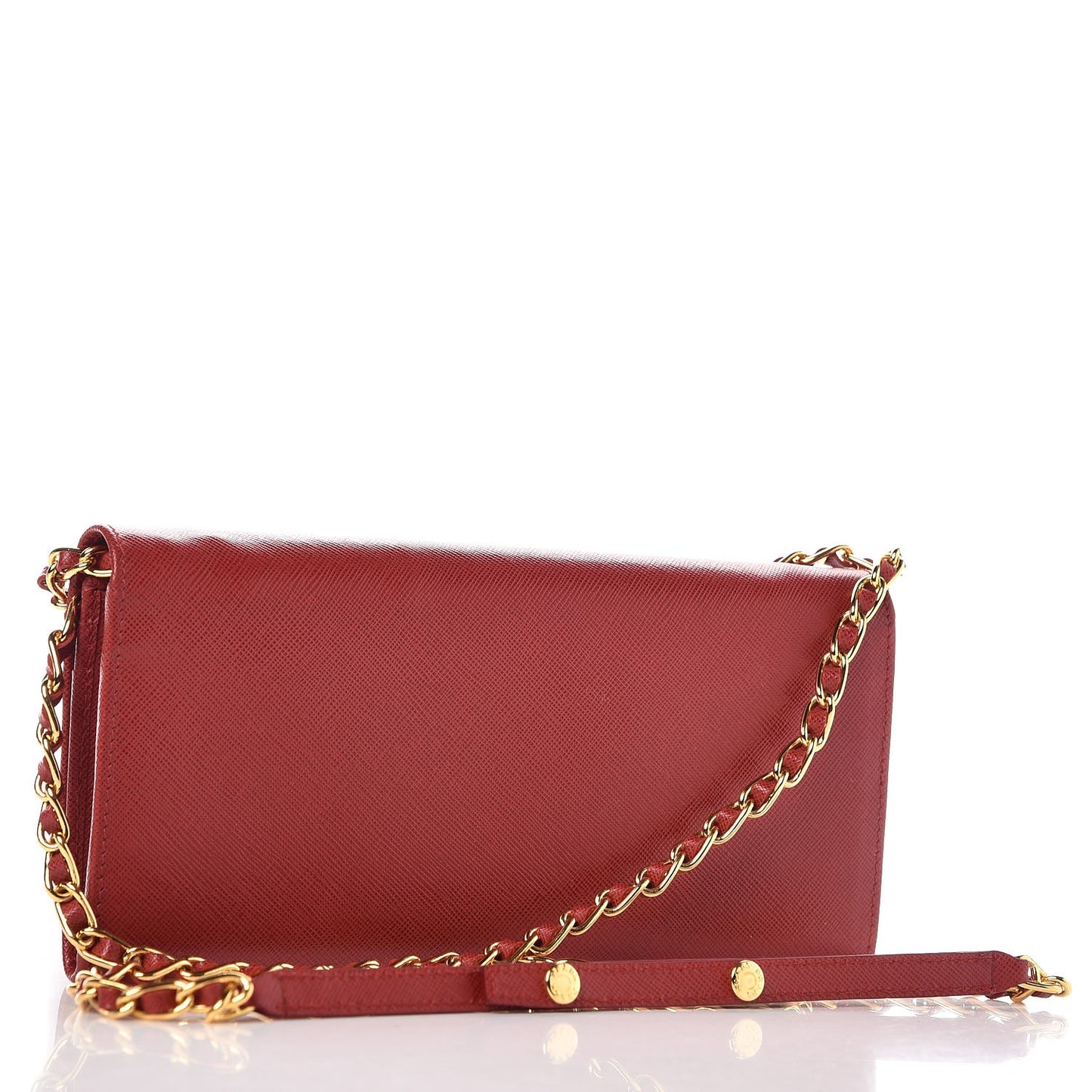 Saffiano Metal Oro Chain Wallet Fuoco