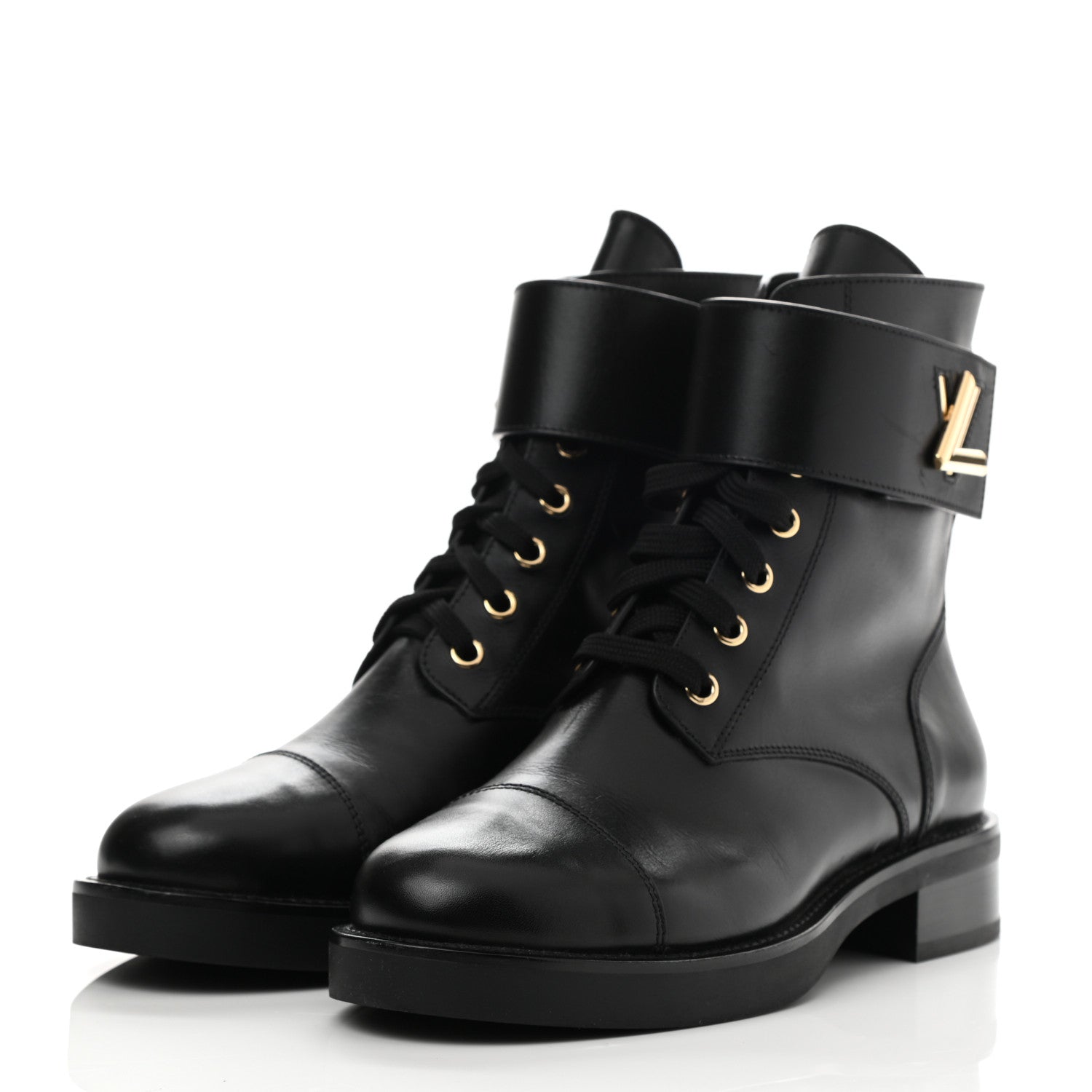 Louis Vuitton Calfskin Wonderland Ranger Boots 37.5 Black 3 of 8