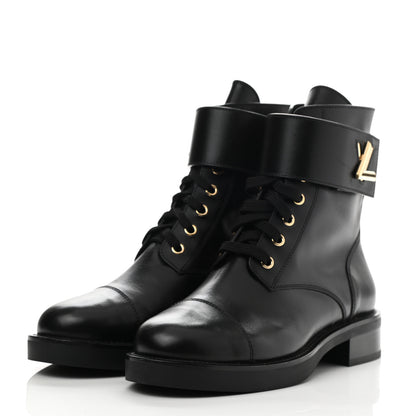 Louis Vuitton Calfskin Wonderland Ranger Boots 37.5 Black 3 of 8