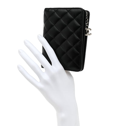 Chanel Lambskin Quilted Zip Around Coin Purse Wallet Black 3 of 11