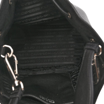 Prada Vitello Daino Soft Drawstring Bucket Bag Black 5 of 11