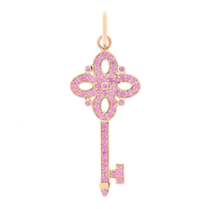 Tiffany 18K Rose Gold Pink Sapphire Mini Victoria Key Pendant 1 of 4