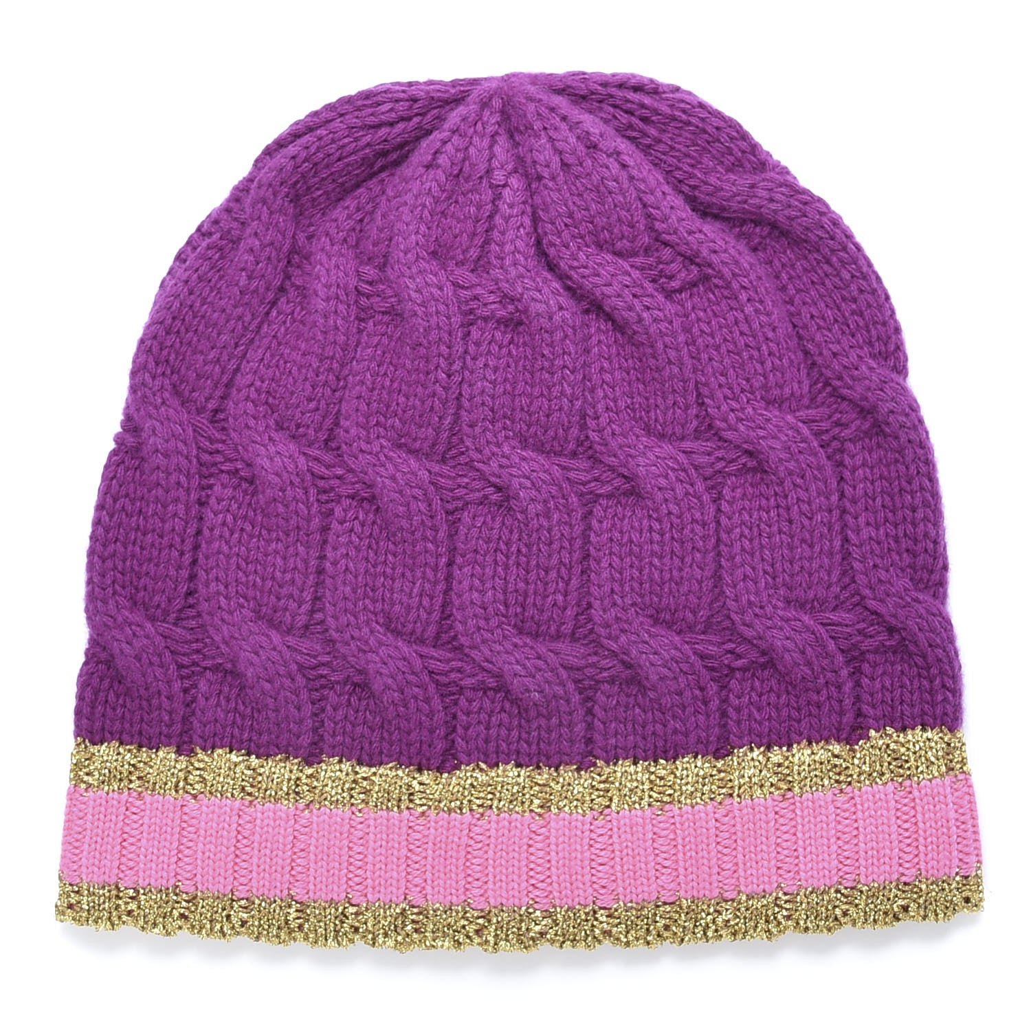 Gucci Wool Cashmere Polyamide Cable Knit Bonhate Beanie Hat M Magenta Pink 1 of 6