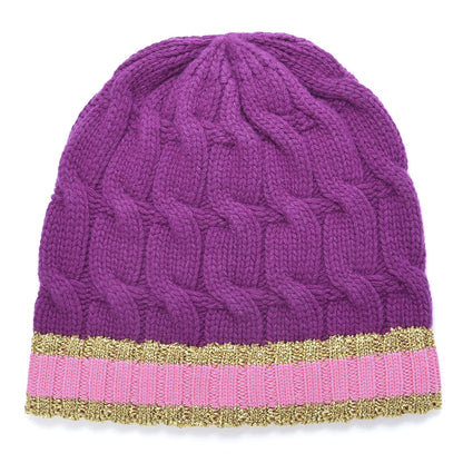 Gucci Wool Cashmere Polyamide Cable Knit Bonhate Beanie Hat M Magenta Pink 1 of 6