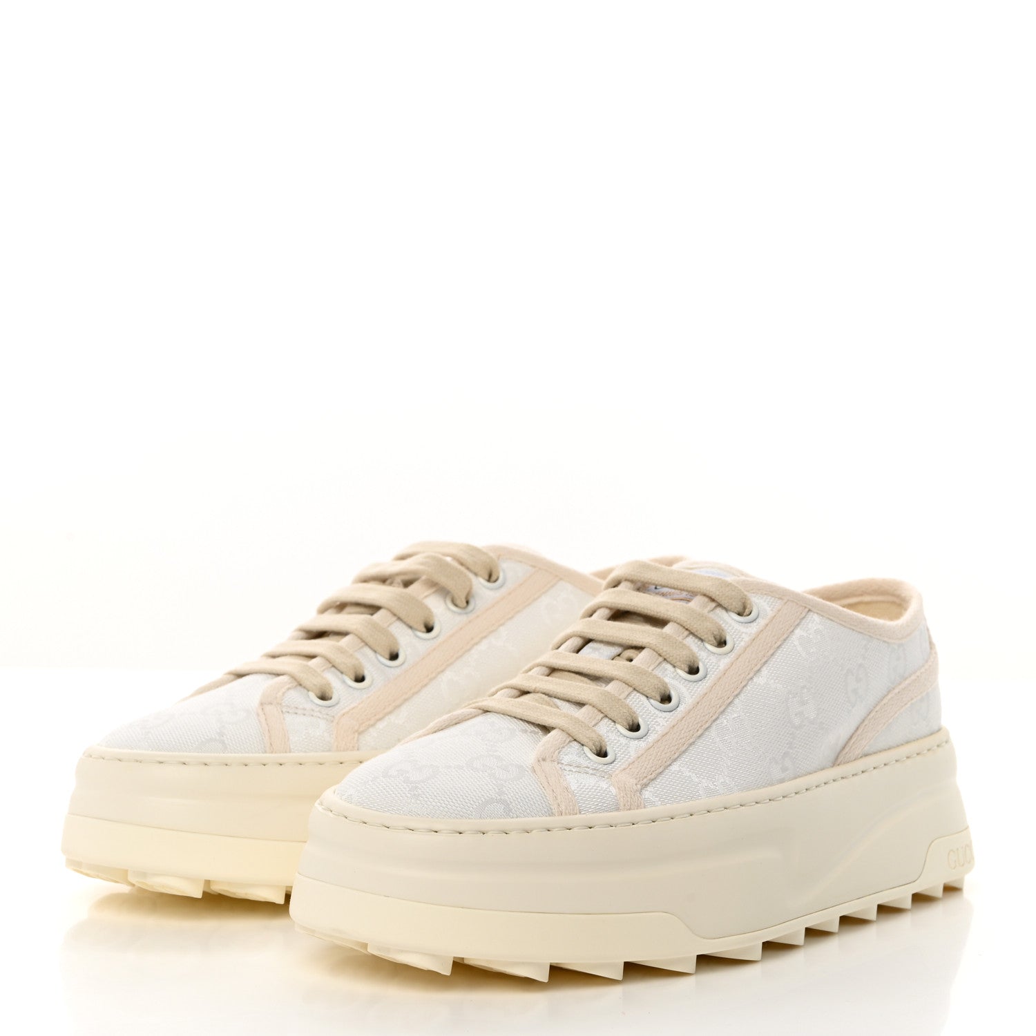 Gucci GG Monogram Womens 1977 Tennis Platform 52mm Sneakers 37.5 Great White Mystic White 3 of 8