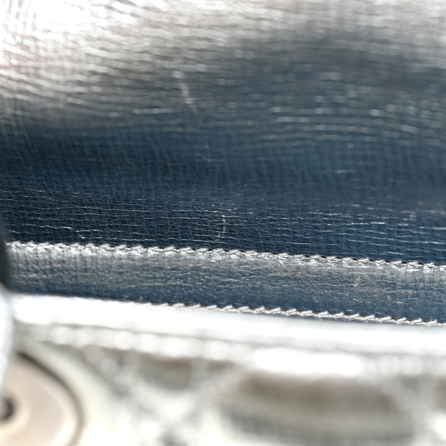Metallic Grained Calfskin Cannage Small Lucky Badges My Lady Dior Silver