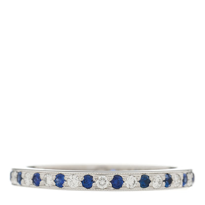 Tiffany Platinum Diamond Blue Sapphire Legacy Eternity Band Ring 53 6.5 3 of 5