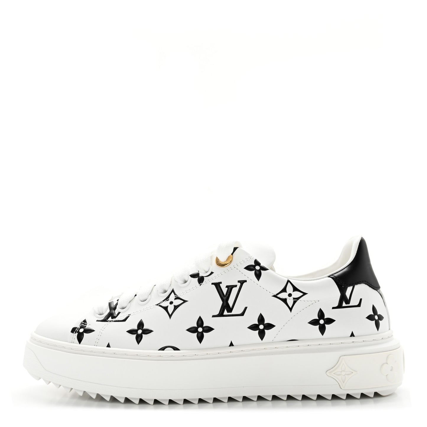 Calfskin Monogram Debossed Time Out Sneakers 37 Black