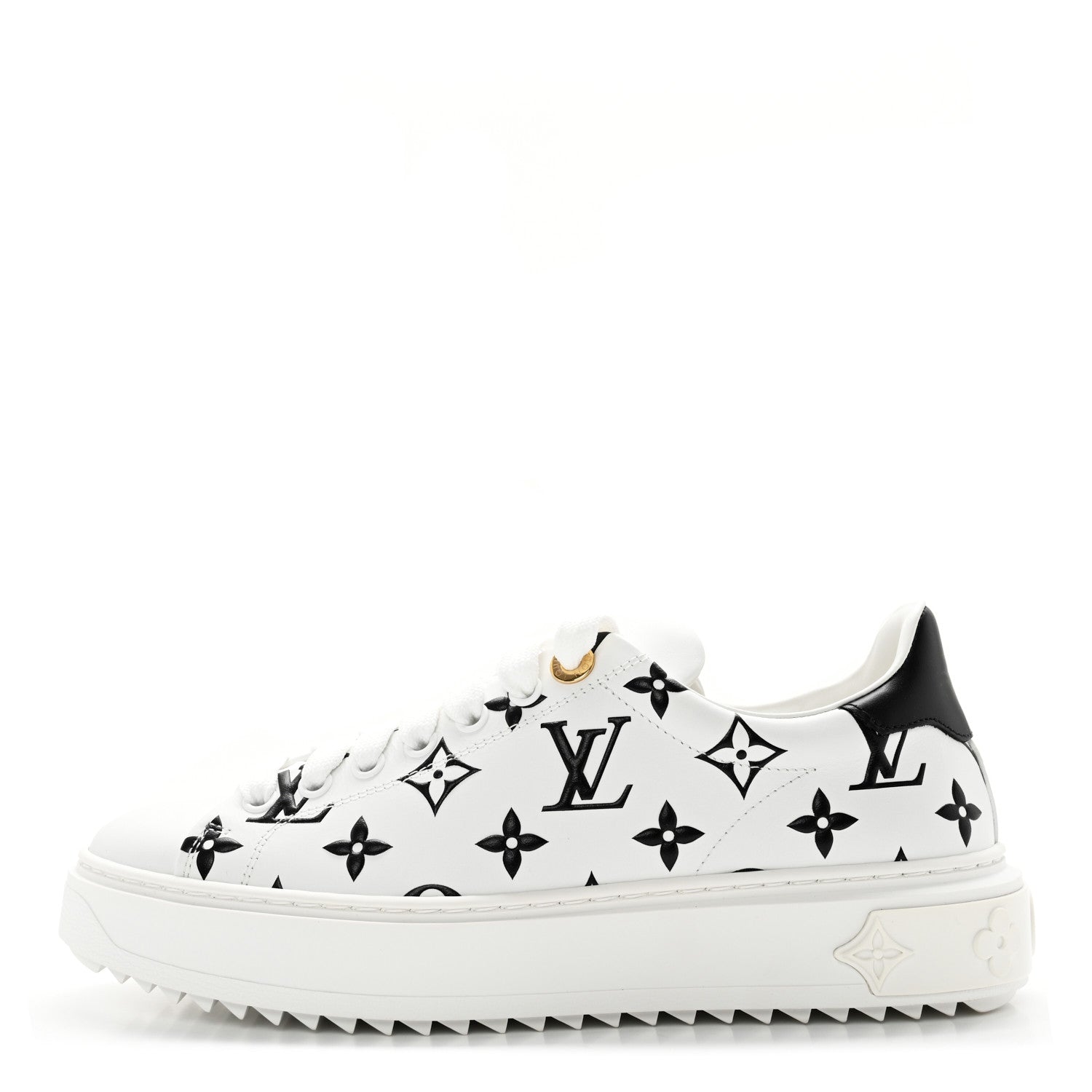 Louis Vuitton Calfskin Monogram Debossed Time Out Sneakers 37 Black 1 of 9