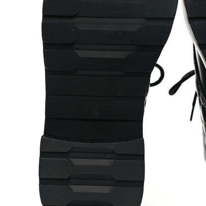 Chanel Shiny Calfskin Quilted Lace Up Combat Boots 39.5 Black 6 of 8