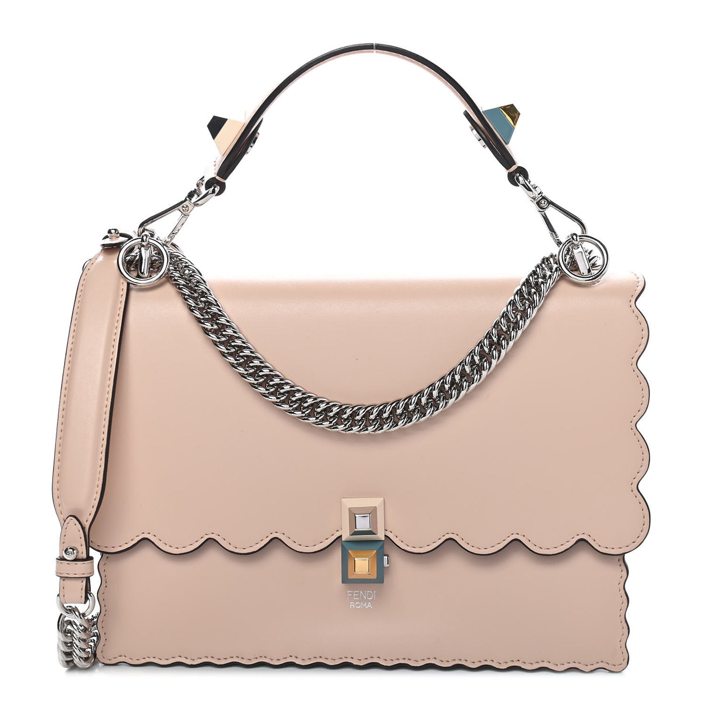 Vitello Liberty Scalloped Studded Kan I Shoulder Bag Plaster