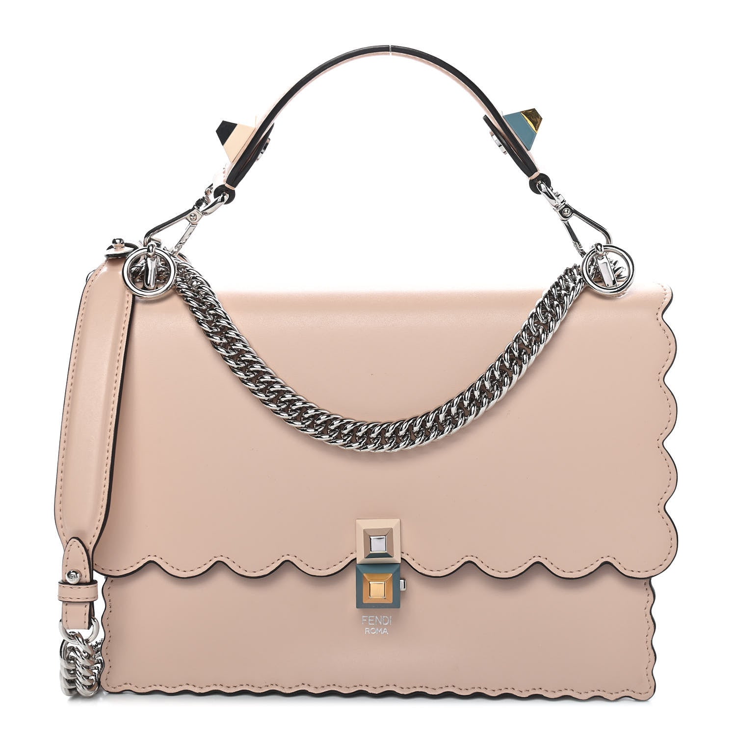 Fendi Vitello Liberty Scalloped Studded Kan I Shoulder Bag Plaster 1 of 8