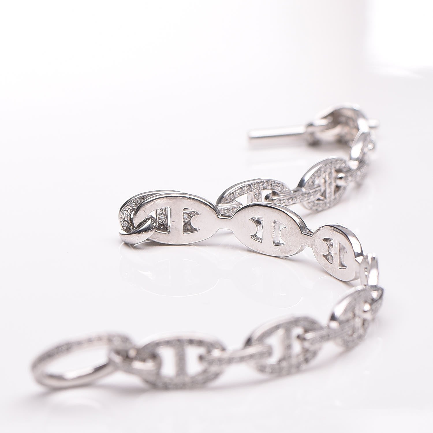 Hermes 18K White Gold Diamond PM Chaine d'Ancre Enchainee Bracelet SH 6 of 7
